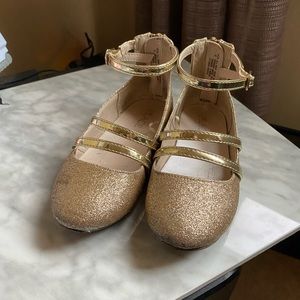 Toddler girls sparkly gold ballet flats 9